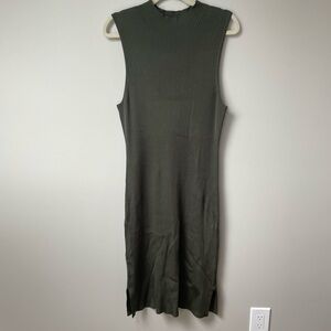 NWT GAP Sleeveless Olive Mock Neck Ribbed Midi Dress